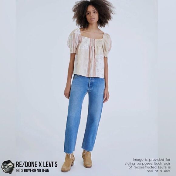 RE/DONE x LEVI’S 90’S BOYFRIEND JEAN IN INDIGO RECONSTRUCTED VINTAGE DENIM 26 - Picture 16 of 16